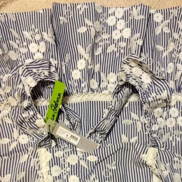 Sam Edelman embroidery denim stripe dress sz 12 NWT *D7 - Picture 5 of 8